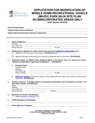 Application for Modification of Mobile Home/Recreational Vehicle (Mh/Rv) Park 86-36 Site Plan - Lee County, Florida