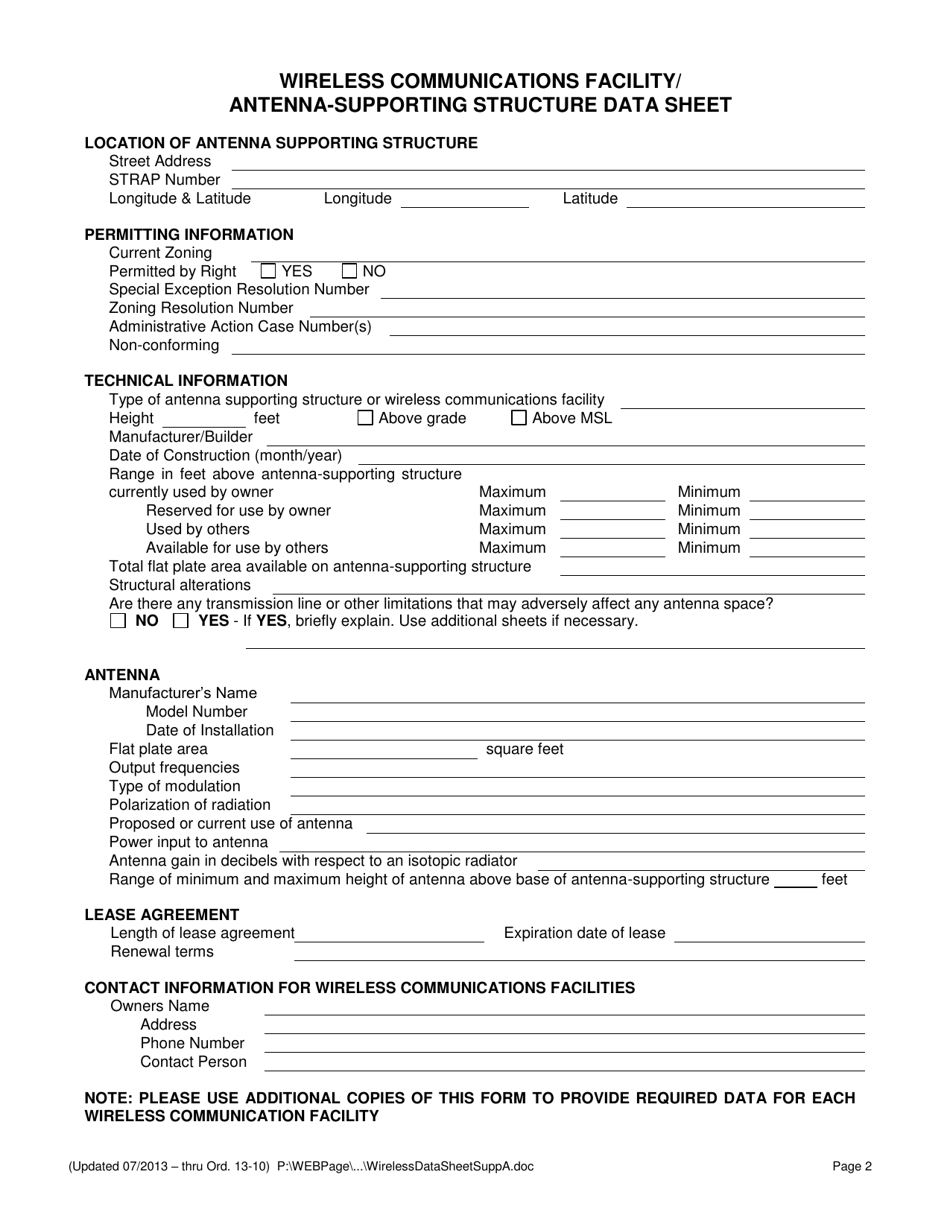 Supplement A Wireless Communications Facility Shared Use Plan Agreement - Lee County, Florida, Page 2