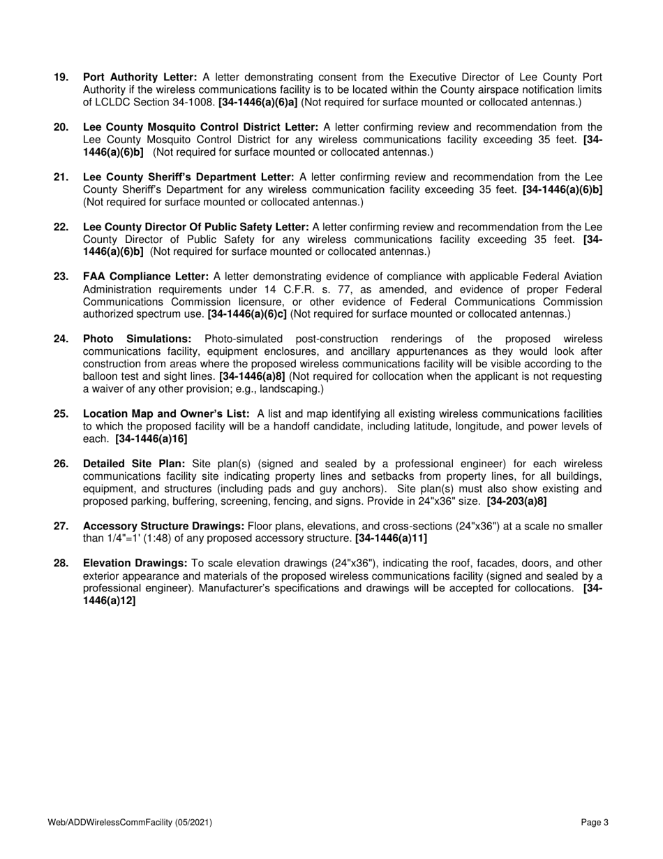 Application for Administrative Approval of a Wireless Communication Facility in Unincorporated Areas Only - Lee County, Florida, Page 3