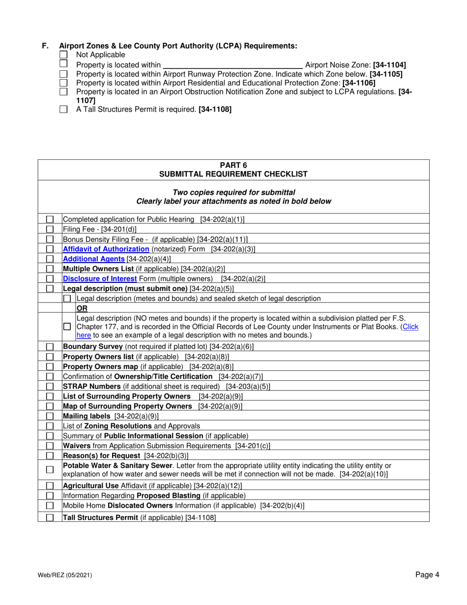 Application for Conventional Rezoning Public Hearing - Lee County, Florida, Page 4