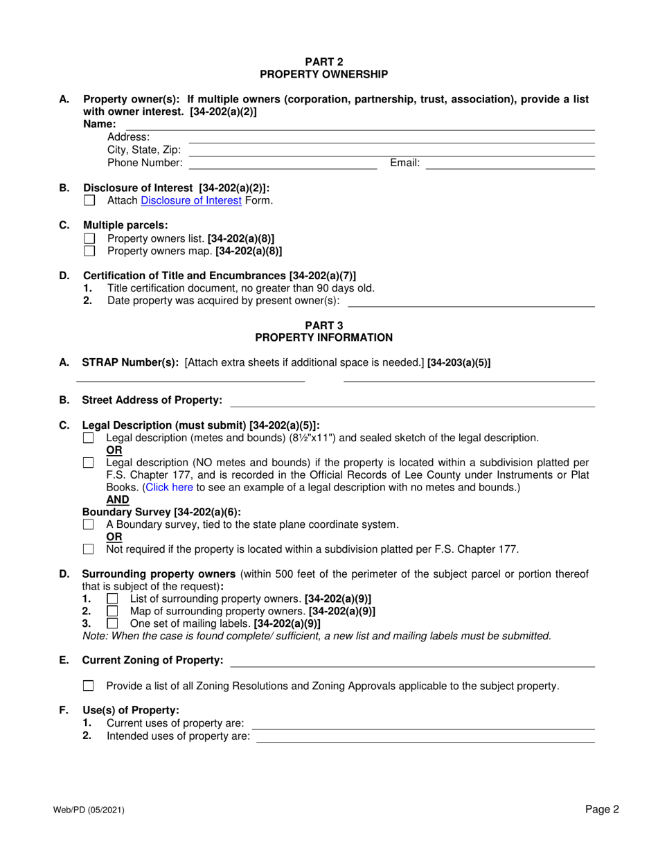 Application for Planned Development Public Hearing - Lee County, Florida, Page 2