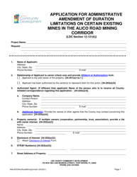 Application for Administrative Amendment of Duration Limitations on Certain Existing Mines in the Alico Road Mining Corridor - Lee County, Florida