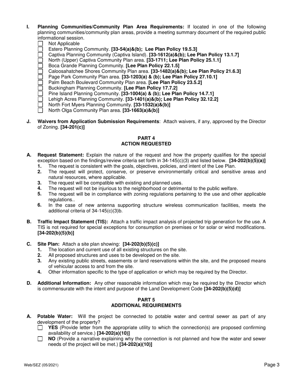 Application for Special Exception Public Hearing - Lee County, Florida, Page 3