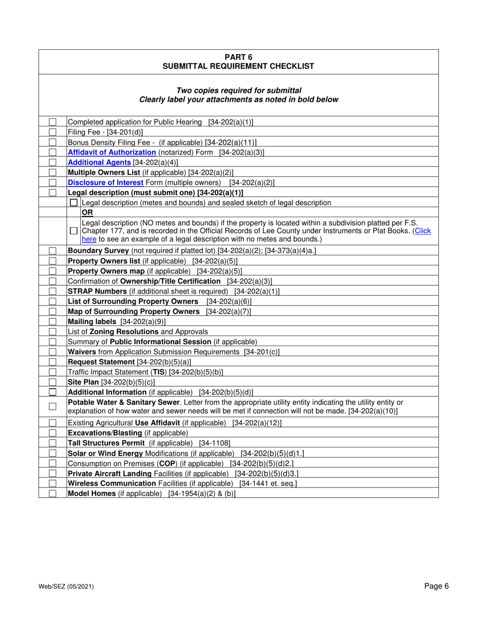 Application for Special Exception Public Hearing - Lee County, Florida, Page 6