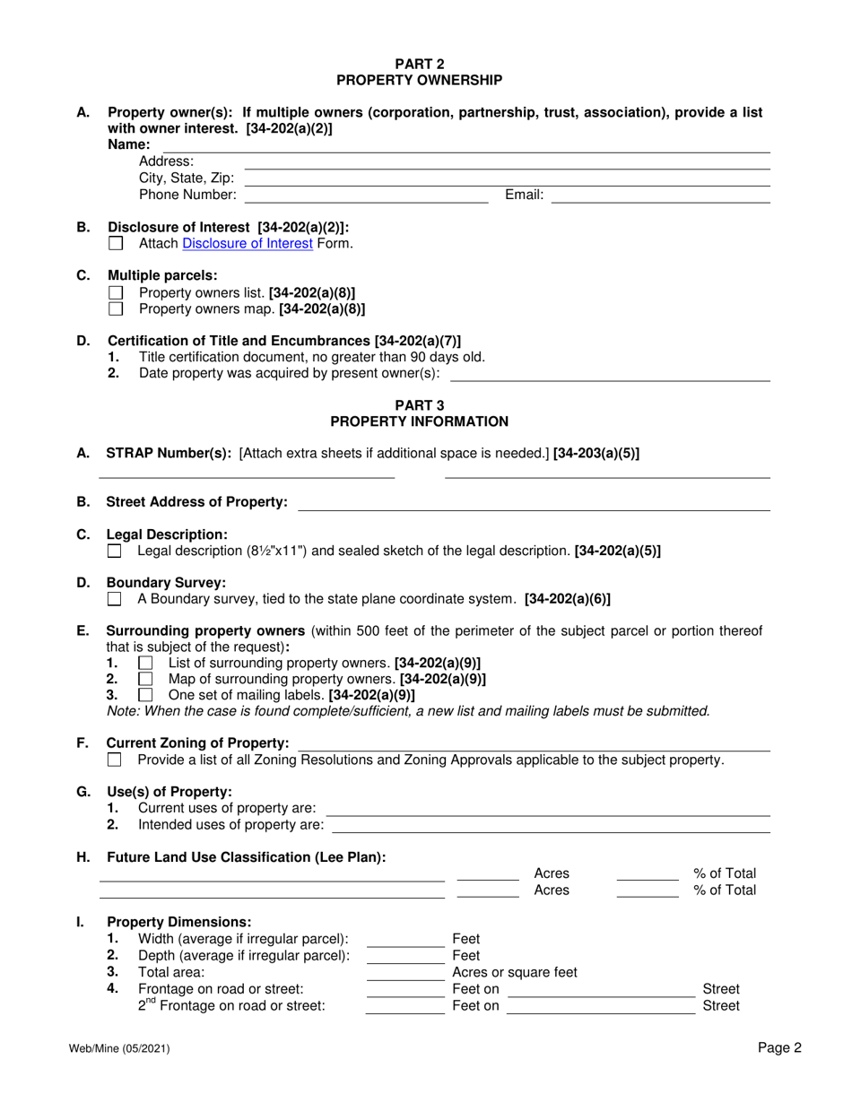 Application for a Limited Amendment to an Existing Mine Public Hearing - Lee County, Florida, Page 2