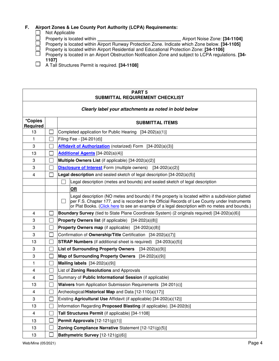 Application for a Limited Amendment to an Existing Mine Public Hearing - Lee County, Florida, Page 4