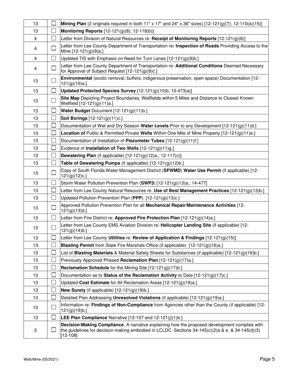 Application for a Limited Amendment to an Existing Mine Public Hearing - Lee County, Florida, Page 5