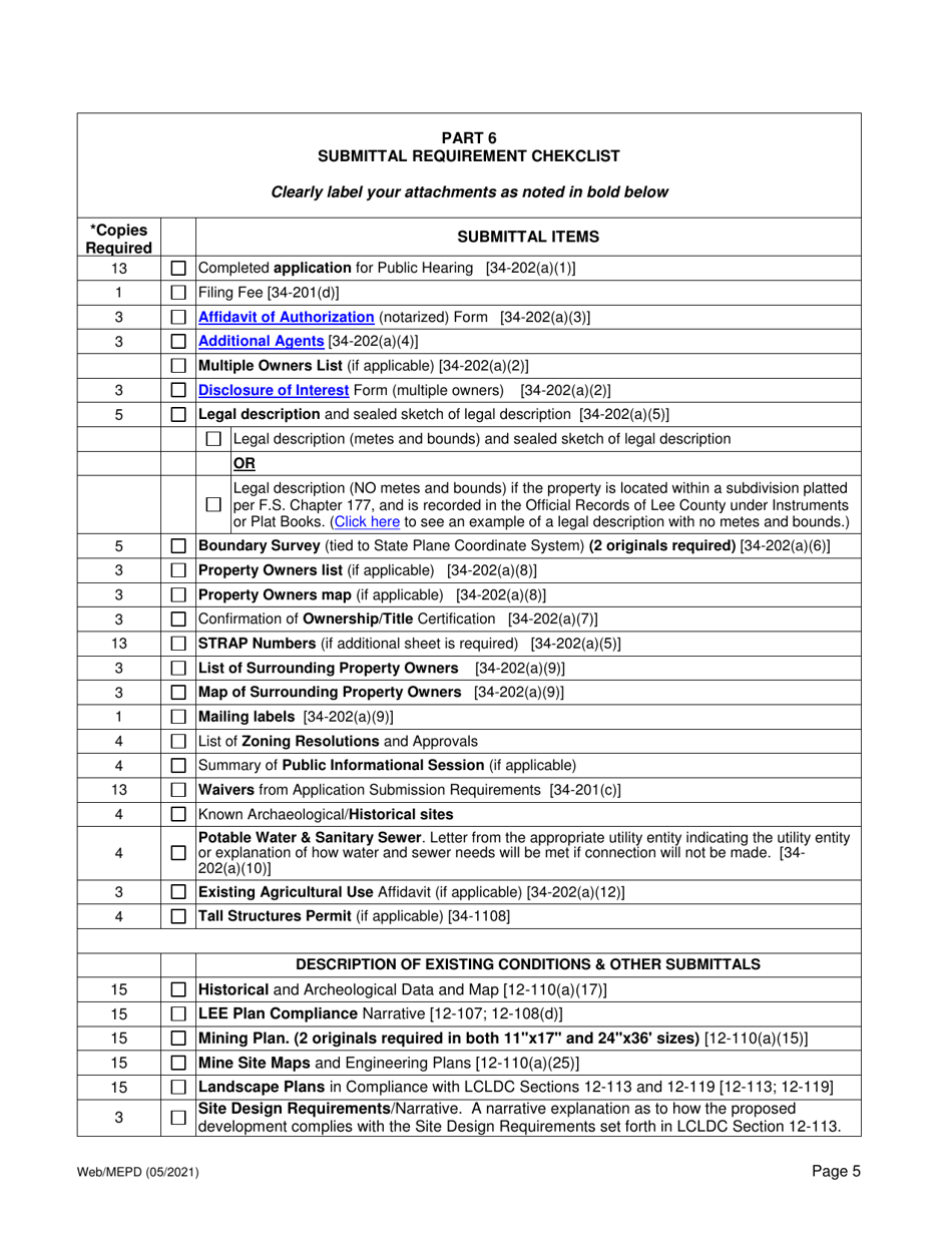 Application for Mining Excavation Planned Development (Mepd) Public Hearing - Lee County, Florida, Page 5