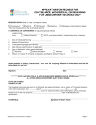 Application for Request for Continuance, Withdrawal, or Rehearing - Lee County, Florida