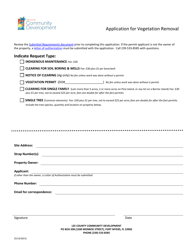 Document preview: Application for Vegetation Removal - Lee County, Florida