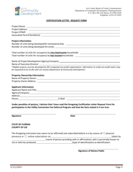 Certification Letter Request Form - Utility Connection Fee Deferral Program - Lee County, Florida, Page 2