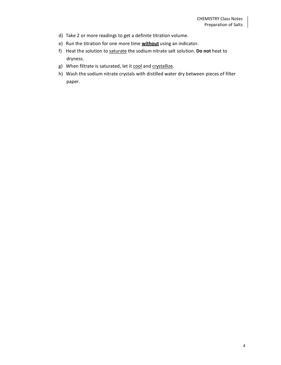 Preparation of Salts Chemistry Worksheet, Page 4