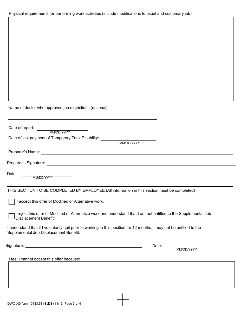 DWC-AD Form 10133.53 - Fill Out, Sign Online and Download Fillable PDF ...