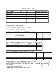 Commercial Driver Application Form - Washington, Page 3
