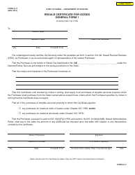 Document preview: General Form 1 (G-17) Resale Certificate for Goods - Hawaii