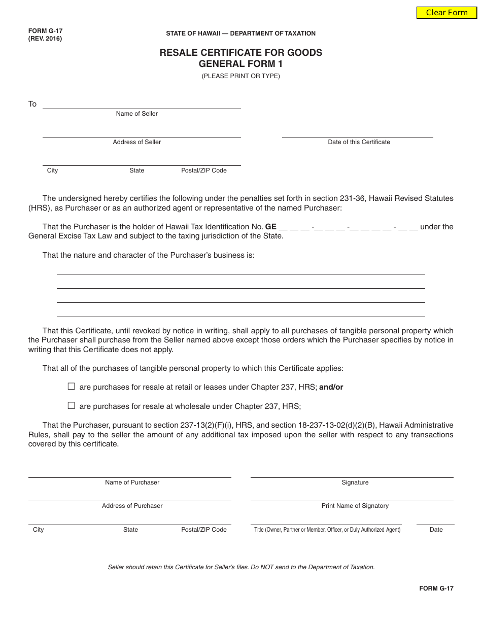 General Form 1 (G 17) Fill Out Sign Online and Download Fillable PDF