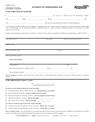 Document preview: Form 72A007 Affidavit of Nonhighway Use - Kentucky