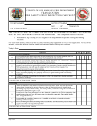 Document preview: Fire Safety Field Inspection Checklist - Los Angeles County, California