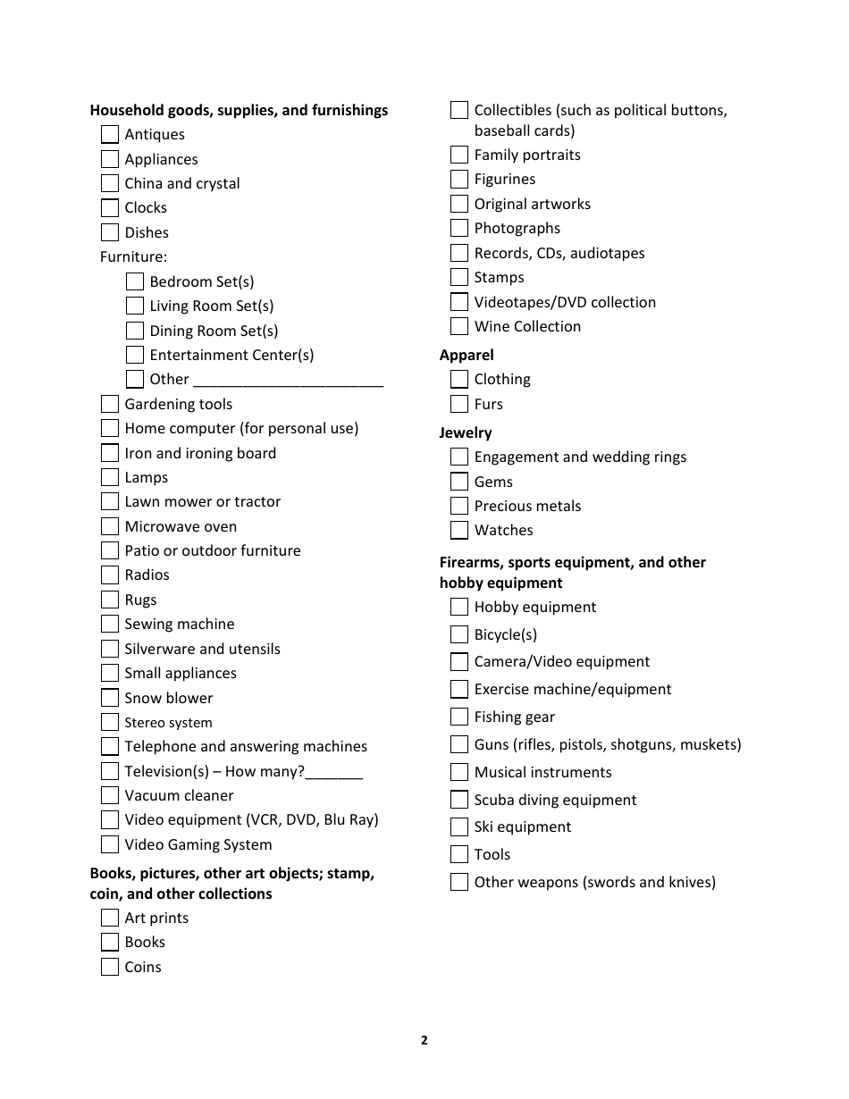 Personal Property Checklist Template - Fill Out, Sign Online and ...