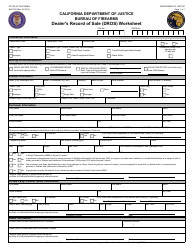 Document preview: Form BOF929 Dealer's Record of Sale (Dros) Worksheet - California