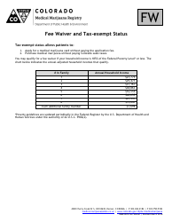 Fee Waiver and Tax-Exempt Status Form - Colorado