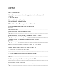 Document preview: Caries Risk Assessment Questionnaire Template