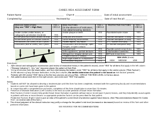 Document preview: Caries Risk Assessment Form