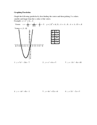 Document preview: Graphing Parabolas in Standard Form Worksheet