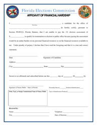 Document preview: Affidavit of Financial Hardship - Florida