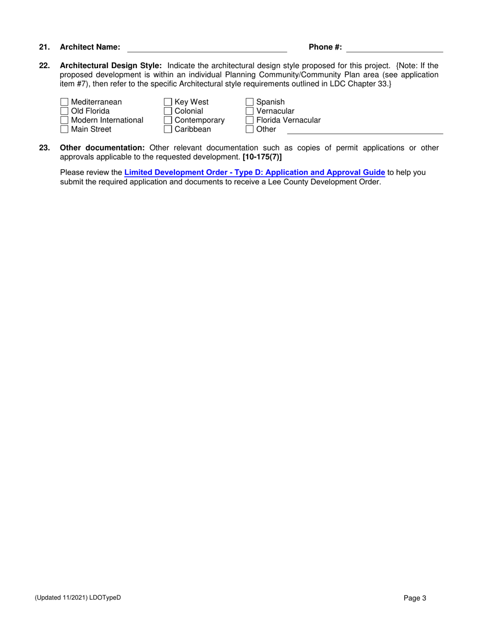 Application for a Type D Limited Review Development Order - Lee County, Florida, Page 3
