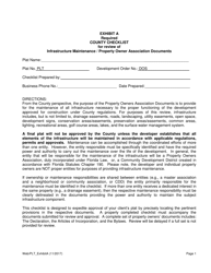 Document preview: Exhibit A Required County Checklist for Review of Infrastructure Maintenance/Property Owner Association Documents - Lee County, Florida
