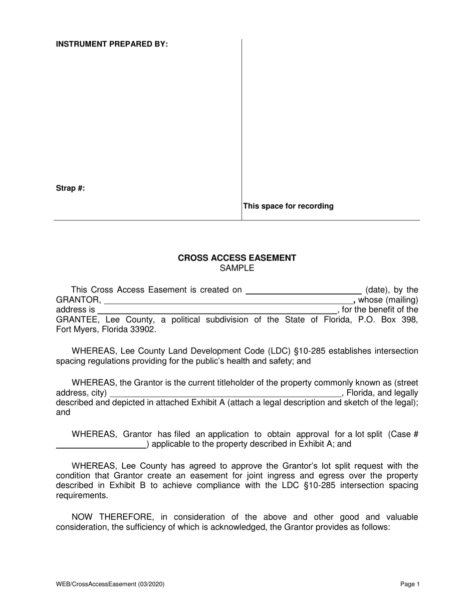 Cross Access Easement - Lee County, Florida, Page 1