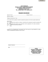 Document preview: Request for Review - Shasta County, California