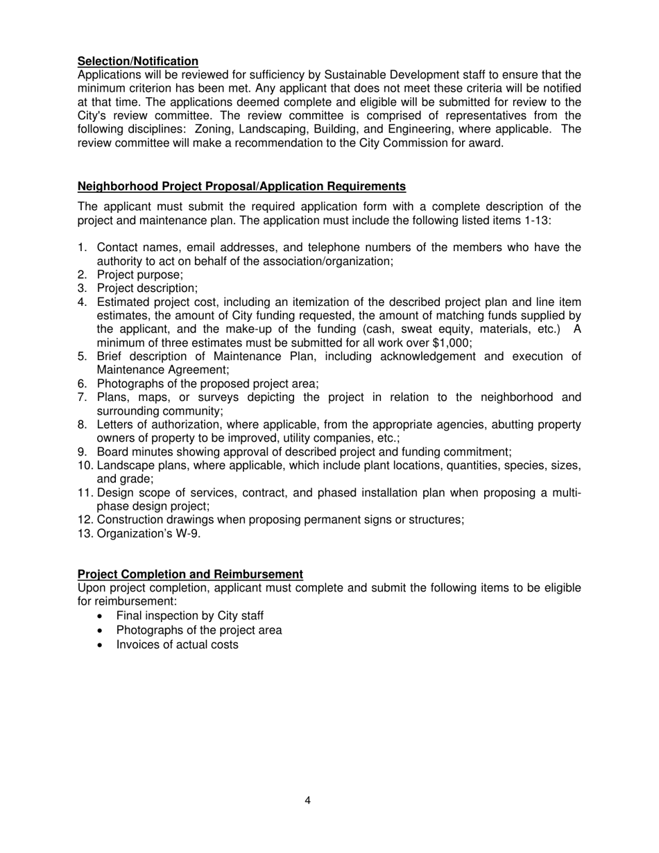 Neighborhood Enhancement Grant Program Application - City of Coconut Creek, Florida, Page 4