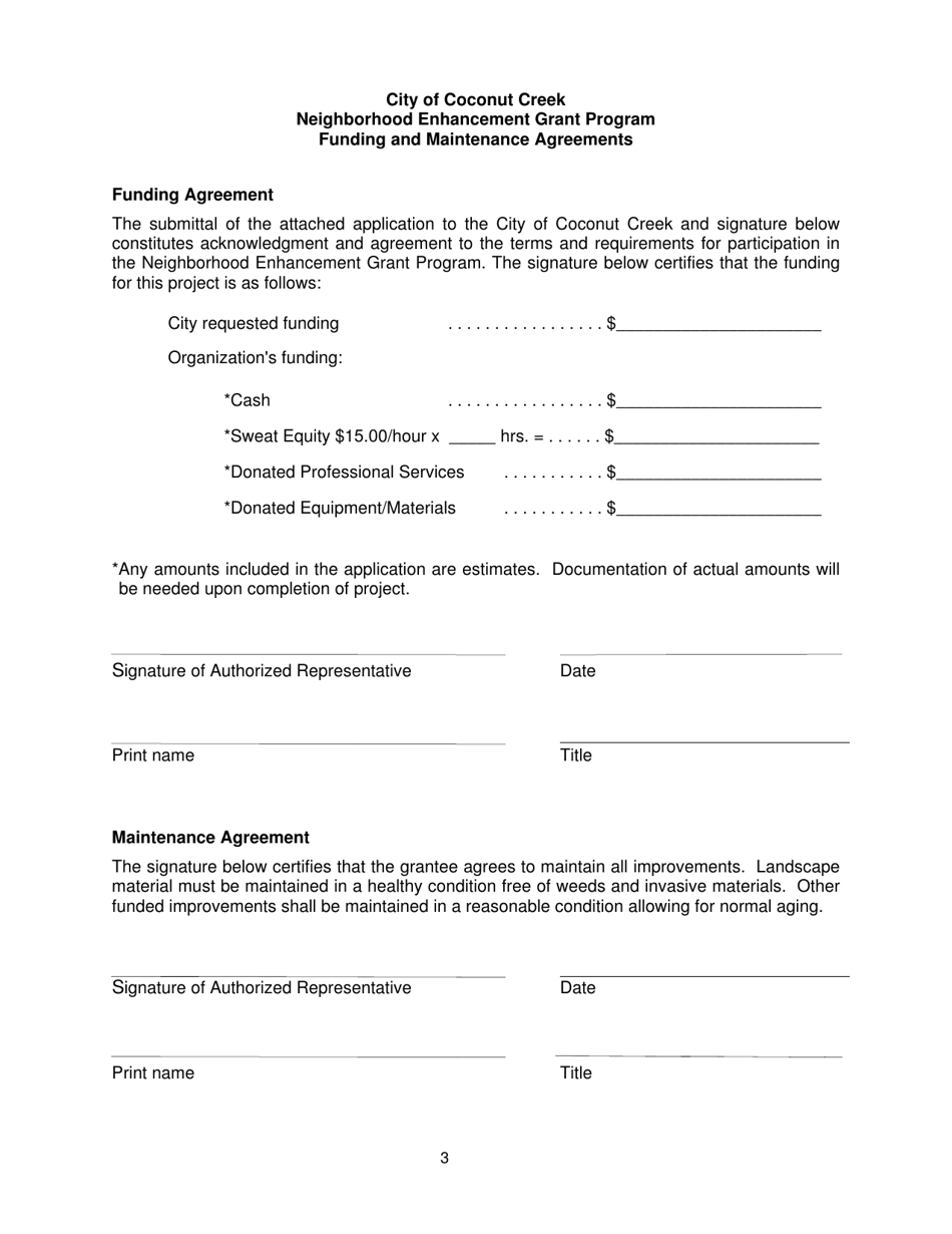 Neighborhood Enhancement Grant Program Application - City of Coconut Creek, Florida, Page 7