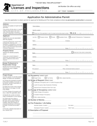 Document preview: Form P_022_F Application for Administrative Permit - City of Philadelphia, Pennsylvania