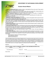 Document preview: Vacation Rental Affidavit - City of Coconut Creek, Florida
