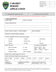 Document preview: Cabaret Permit Application - City of Hayward, California