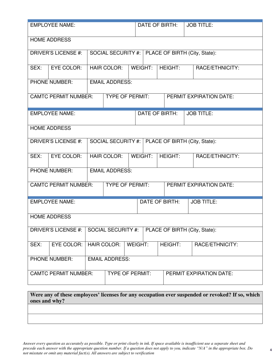 Massage Establishment Permit Application - City of Hayward, California, Page 4