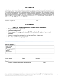 Massage Establishment Permit Application - City of Hayward, California, Page 5