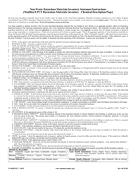 Form UC-020UPCF Non-waste Hazardous Materials Inventory Statement - Sonoma County, California, Page 2