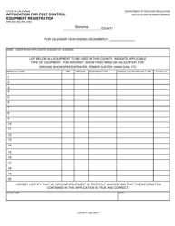 Form DPR-ENF-058 &quot;Application for Pest Control Equipment Registration&quot; - County of Sonoma, California