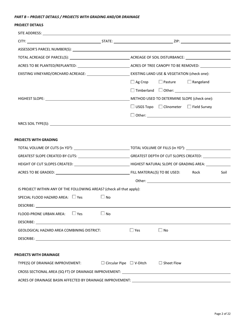 Permit Application for Agricultural Grading, Drainage, and / or Vineyard / Orchard Site Development (Vesco) - County of Sonoma, California, Page 2