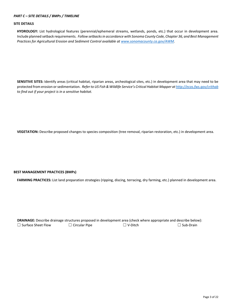 Permit Application for Agricultural Grading, Drainage, and / or Vineyard / Orchard Site Development (Vesco) - County of Sonoma, California, Page 3