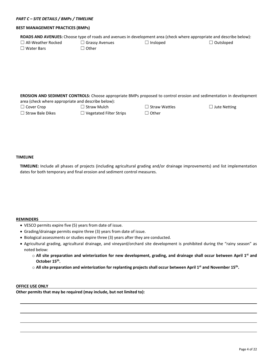 Permit Application for Agricultural Grading, Drainage, and / or Vineyard / Orchard Site Development (Vesco) - County of Sonoma, California, Page 4