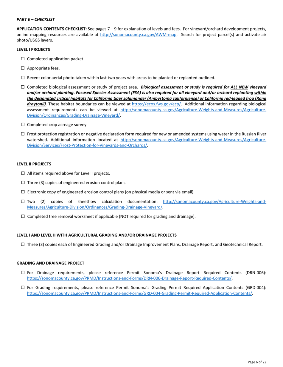 Permit Application for Agricultural Grading, Drainage, and / or Vineyard / Orchard Site Development (Vesco) - County of Sonoma, California, Page 6
