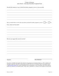 Ada Title II Grievance Procedure Complaint Form - County of Sonoma, California, Page 2