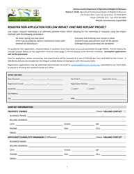 &quot;Registration Application for Low Impact Vineyard Replant Project&quot; - County of Sonoma, California