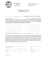 Form SCAO096 Authorization to Access Confidential Files - County of Sonoma, California