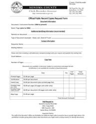 Official Public Record Copies Request Form - County of Sonoma, California
